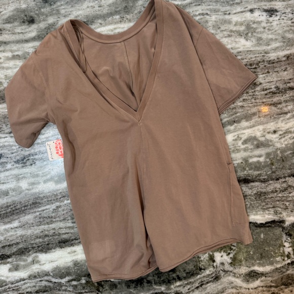 NWT Free People Hot Shot Tee Romper Mocha Latte - Picture 5 of 7